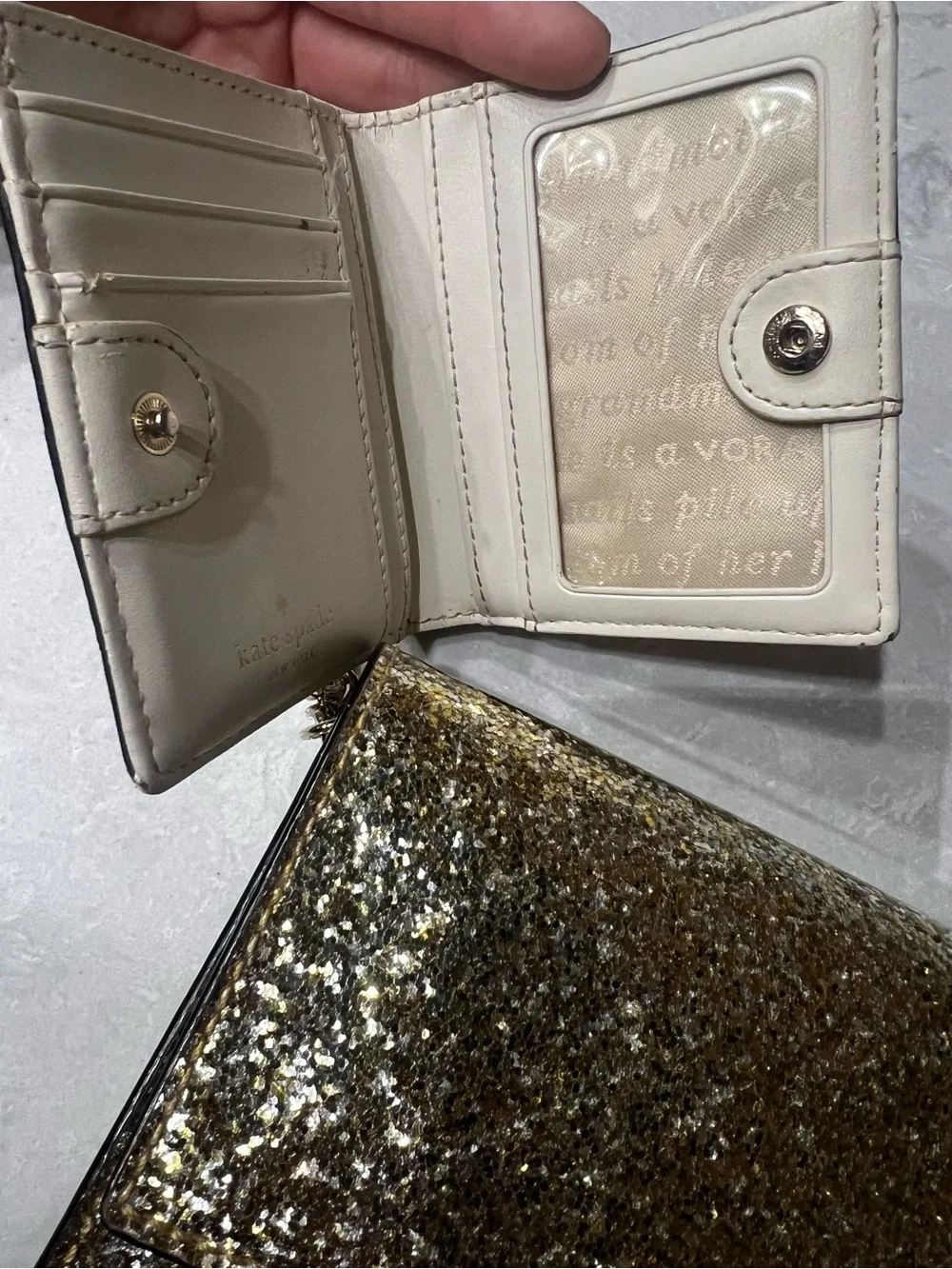 Kate spade  Gold Glitter Crossbody Bag with matching  Wallet
